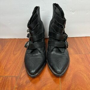 Steve Madden Womens 7.5 Black Praire Country Western Bootie